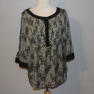 Plus Size Kim Rogers 1X Semi Sheer Shirt Top